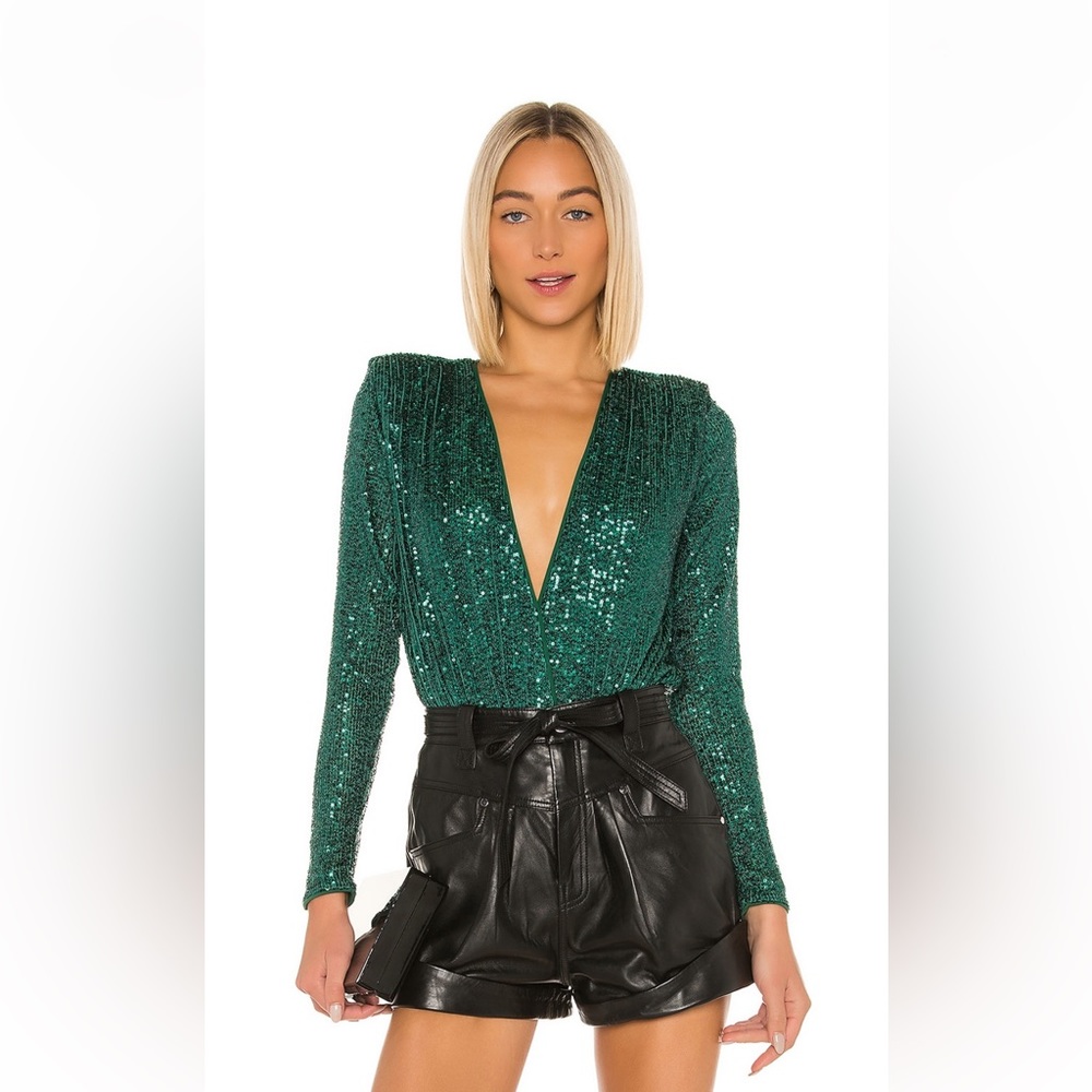 Sloane Bodysuit by NBD in Emerald Green